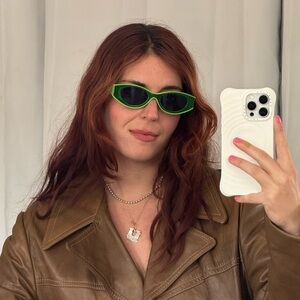 ⋆｡˚✩ Neon Green Slim Retro Sunglasses ✩˚｡⋆